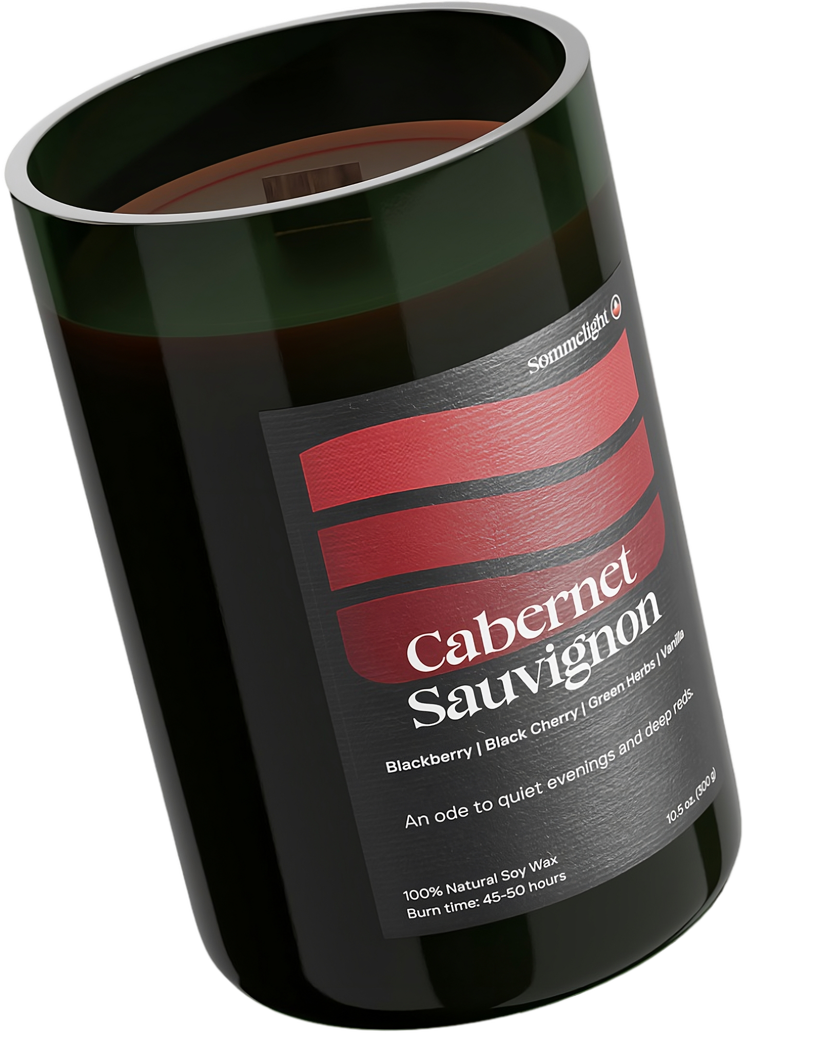 Wine bottle candles made from reclaimed glass